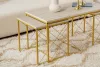 Set măsuță de cafea din 3 piese, travertin, auriu, stil modern