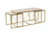 Set măsuță de cafea din 3 piese, travertin, auriu, stil modern