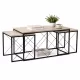 Măsuță de cafea set, 3 piese, travertin, negru, stil modern, 100x50x52 cm