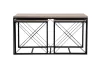 Măsuță de cafea set, 3 piese, travertin, negru, stil modern, 100x50x52 cm