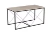 Măsuță de cafea set, 3 piese, travertin, negru, stil modern, 100x50x52 cm
