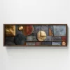 Pictură decorativă MDF, cu ramă, gri-auriu, 120 x 40 x 3.5 cm
