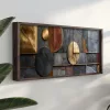 Pictură decorativă MDF, cu ramă, gri-auriu, 120 x 40 x 3.5 cm