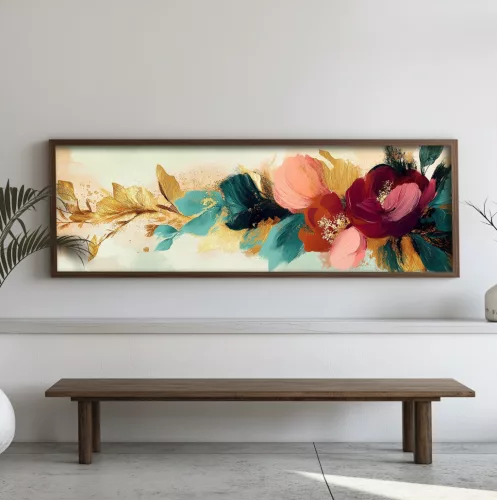 Pictură decorativă MDF, cu ramă, flori, 120 x 40 x 3.5 cm