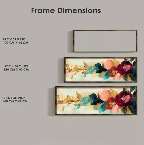 Pictură decorativă MDF, cu ramă, flori, 120 x 40 x 3.5 cm