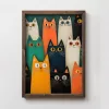 Pictură decorativă MDF, cu ramă, pisici colorate, 35 x 2 x 47 cm