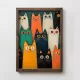 Pictură decorativă MDF, cu ramă, pisici colorate, 35 x 2 x 47 cm