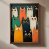 Pictură decorativă MDF, cu ramă, pisici colorate, 35 x 2 x 47 cm