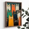 Pictură decorativă MDF, cu ramă, pisici colorate, 35 x 2 x 47 cm