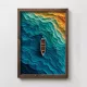 Pictură decorativă MDF, barcă, 35 x 2 x 47 cm