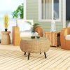outsunny-masa-de-gradina-rotunda-din-ratan-cu-blat-de-sticla-maro-75-x-42-cm