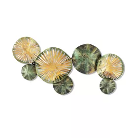   Decorațiune metalică de perete, cercuri, verde-galben 74x38 cm