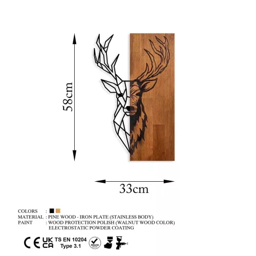 Accesoriu decorativ din lemn, cerb, 33 x 58 cm