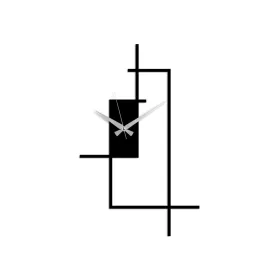   Ceas de perete decorativ din metal, modern, negru, 49 x 30 x cm