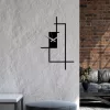 Ceas de perete decorativ din metal, modern, negru, 49 x 30 x cm
