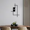 Ceas de perete decorativ din metal, modern, negru, 49 x 30 x cm