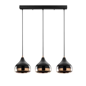 Lampă suspendată Yildo x3, negru-cupru