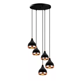 Lampă suspendată Yildo 5x, negru-cupru