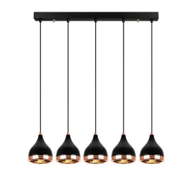 Lampă suspendată Opviq x5, negru-cupru