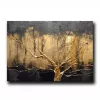 Pictură decorativă pe pânză, stil modern, neagră, aurie, 70 x 100 cm