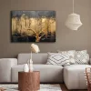Pictură decorativă pe pânză, stil modern, neagră, aurie, 70 x 100 cm