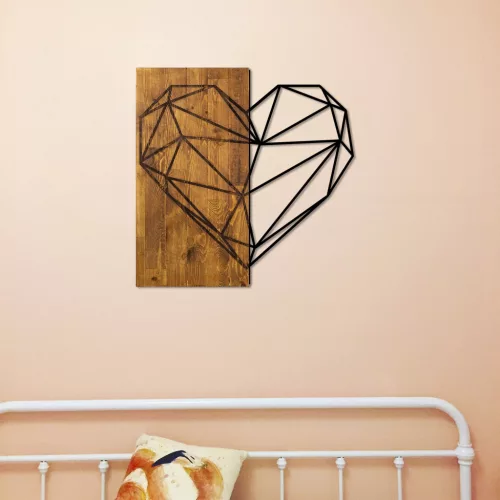 Accesoriu decorativ din lemn, inimă, 58 x 58 cm
