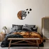Accesoriu decorativ din lemn, negru, copaci și păsări, 92 x 71 cm