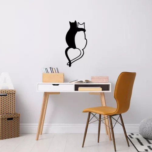 Decorațiune murală metalică, pisici, 33x70 cm