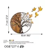 Accesoriu decorativ din lemn, auriu, copaci și păsări, 92 x 71 cm