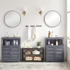vasagle-sifonier-baie-cu-doua-usi-si-sertare-gri-60x30x80cm