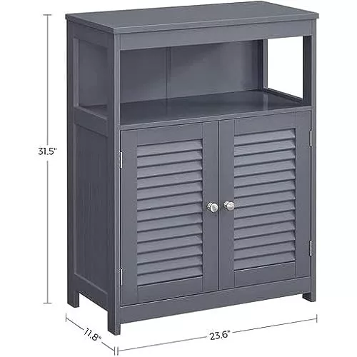vasagle-sifonier-baie-cu-doua-usi-si-sertare-gri-60x30x80cm