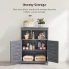 vasagle-sifonier-baie-cu-doua-usi-si-sertare-gri-60x30x80cm