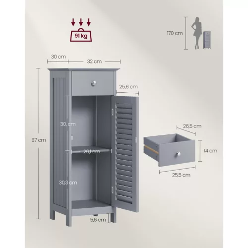 vasagle-sifonier-baie-cu-doua-usi-si-sertare-gri-30-x-30-x-82-cm