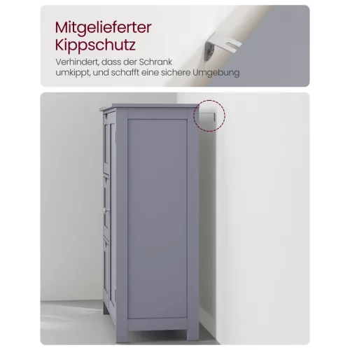 vasagle-sifonier-baie-cu-usi-si-3-sertare-gri-60x30x81cm