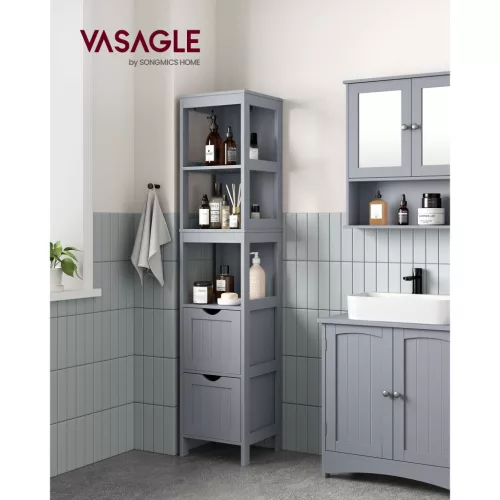 vasagle-dulap-baie-vertical-2-sertare-rafturi-gri-30x30x141cm