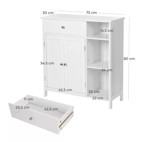 vasagle-sifonier-baie-cu-sertar-doua-usi-in-stil-scandinav-alb-mat-75x30x80cm