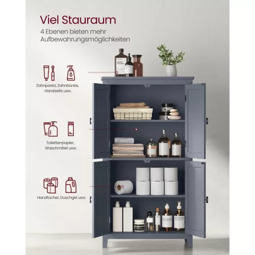 vasagle-sifonier-baie-dulap-de-depozitare-cu-patru-usi-gri-60x30x110cm