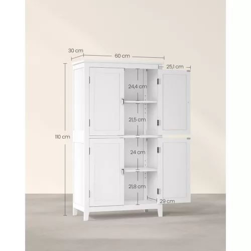 vasagle-sifonier-baie-dulap-de-depozitare-cu-patru-usi-alb-60x30x110cm