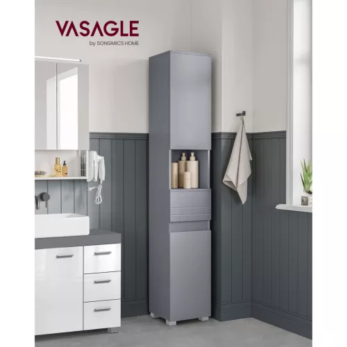 vasagle-dulap-ingust-pentru-baie-cu-sertar-rafturi-reglabile-gri-30-x-30-x-170-cm