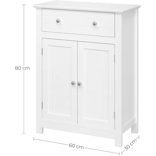 vasagle-dulap-baie-2-usi-sertar-alb-60x30x80cm