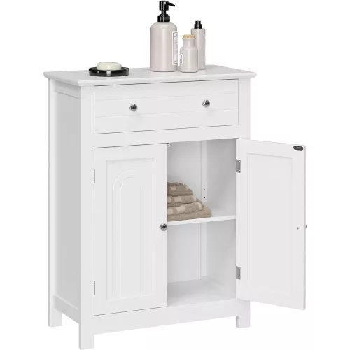 vasagle-dulap-baie-2-usi-sertar-alb-60x30x80cm