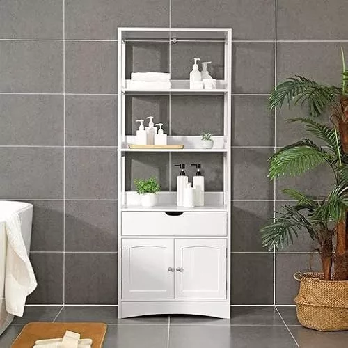 vasagle-dulap-baie-vertical-cu-sertar-si-rafturi-alb-60-x-32-x-154-cm