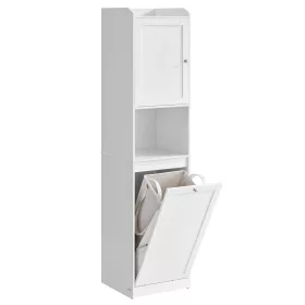 Dulap turn pentru baie, cu coș de rufe, alb nor 40x40x170cm