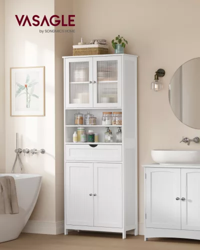Dulap de depozitare independent, cu sertare, alb 60x30x170cm