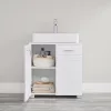 Dulap de baie cu uși duble, raft reglabil, balamale cu închidere silențioasă, alb 60 x 30