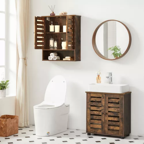 vasagle-dulap-de-baie-suspendat-cu-doua-usi-maro-rustic-60x20x70cm