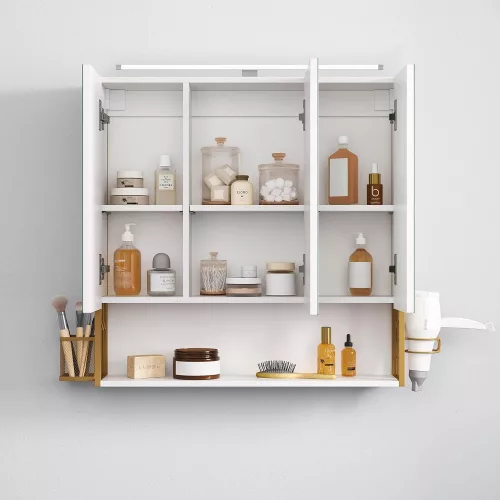 vasagle-cabinet-pentru-baie-cu-oglinda-pe-perete-aurie-70x16x70cm