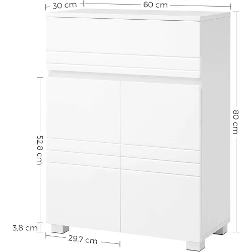 vasagle-sifonier-baie-cu-2-usi-si-1-sertar-alb-60x30x80cm