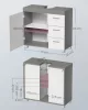 Dulap de baie sub chiuvetă, 3 sertare, 1 ușă, alb nor și ciment