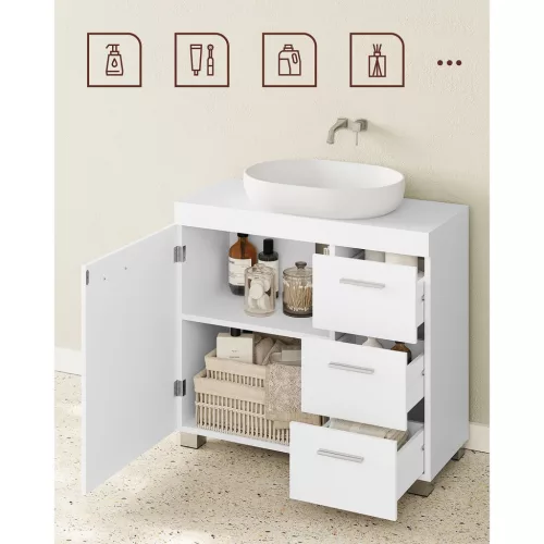 vasagle-dulap-baie-sub-chiuveta-3-sertare-1-usa-alb-70x30x64cm
